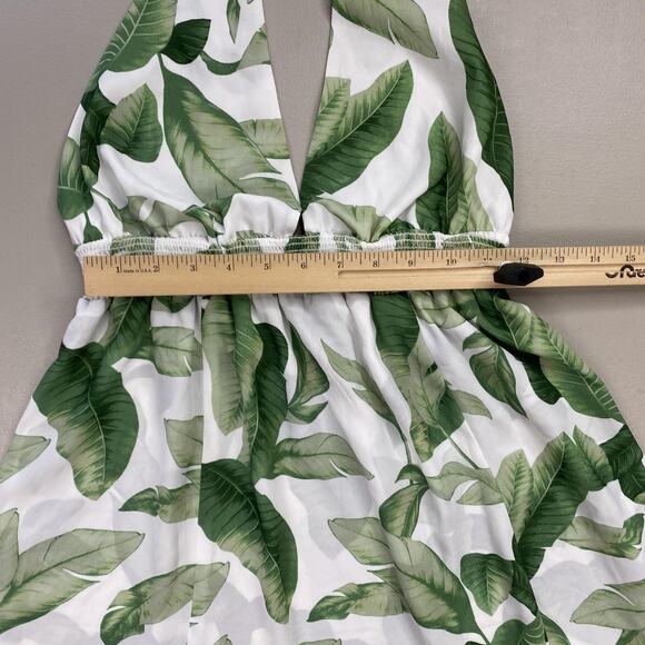 Show Me Your MuMu Dress Womens Medium Green Island Mini Halter Palmtini Tropical - Picture 7 of 11